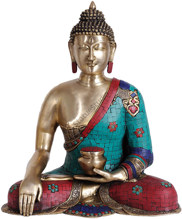 Large Size Bhumisparsha Earth Touching Mudra Lord Buddha Room Décor Idol 2 Feet - Eco-friendly - Sama Homes