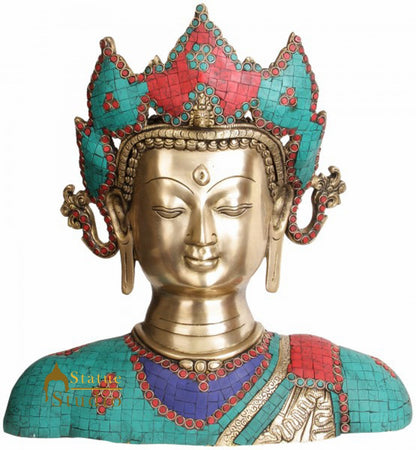 Living Room Decorative Big Crowned Lord Buddha Bust Statue Showpiece 15" by vendor-unknown - Buddha (View 2)