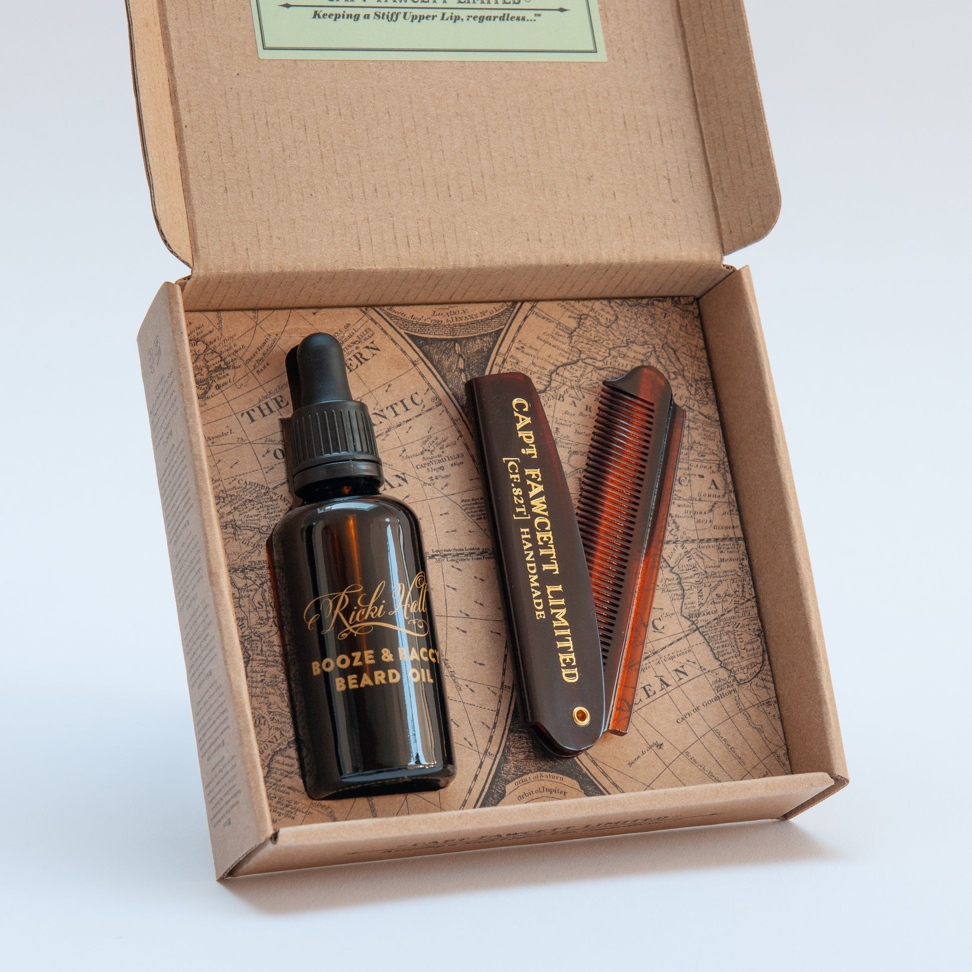 Captain Fawcett's Beard Oil & Beard Comb Gift Set(Booze & Baccy) - Eco-friendly - Sama Homes