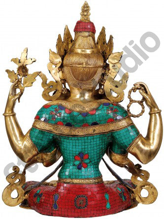 Large Size Shadakshari Lokeshvara Four Armed Avalokiteshvara Décor Statue 31" by vendor-unknown - Buddha (View 3)
