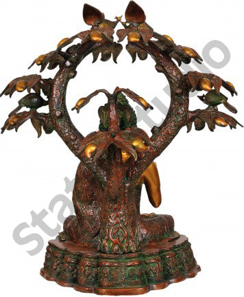 Large Size Boddhisatva Deity Buddha Under Bodhi Tree Décor Statue 28"
