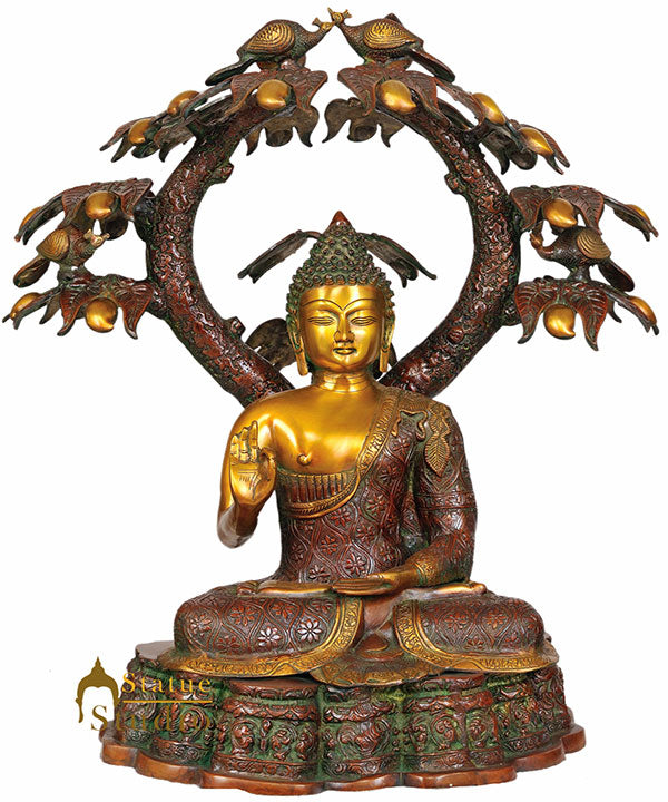 Large Size Boddhisatva Deity Buddha Under Bodhi Tree Décor Statue 28" - Eco-friendly - Sama Homes