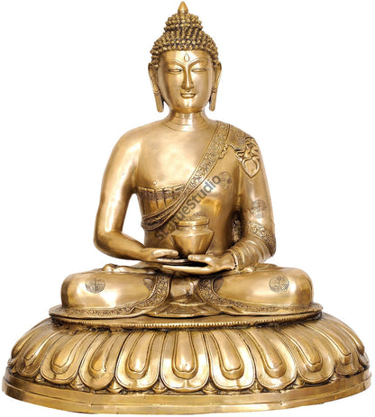 Auspicious Symbols Decorated Robe Large Size Buddha Décor For Sale 28" by vendor-unknown - Buddha (View 2)