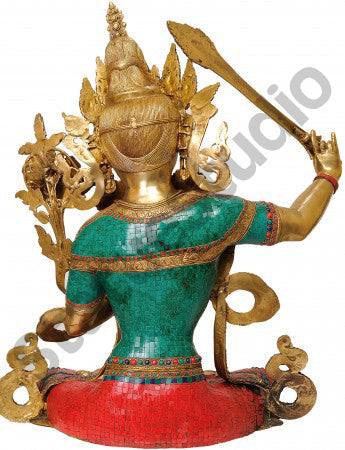 Brass Large Buddhism Goddess Manjushri Statue For Home Docor 32" - Image 7