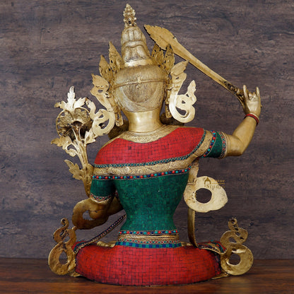 Brass Large Buddhism Goddess Manjushri Statue For Home Docor 32" by vendor-unknown - Buddha (View 5)