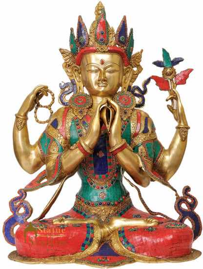 Large Size Chenrezig Shadakshari Four Armed Avalokiteshvara Buddha FengShui 31" by vendor-unknown - Buddha (View 2)