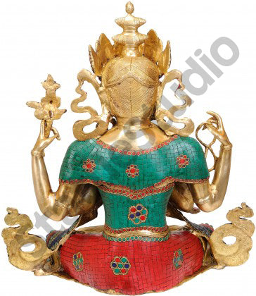 Large Size Chenrezig Shadakshari Four Armed Avalokiteshvara Buddha FengShui 22"