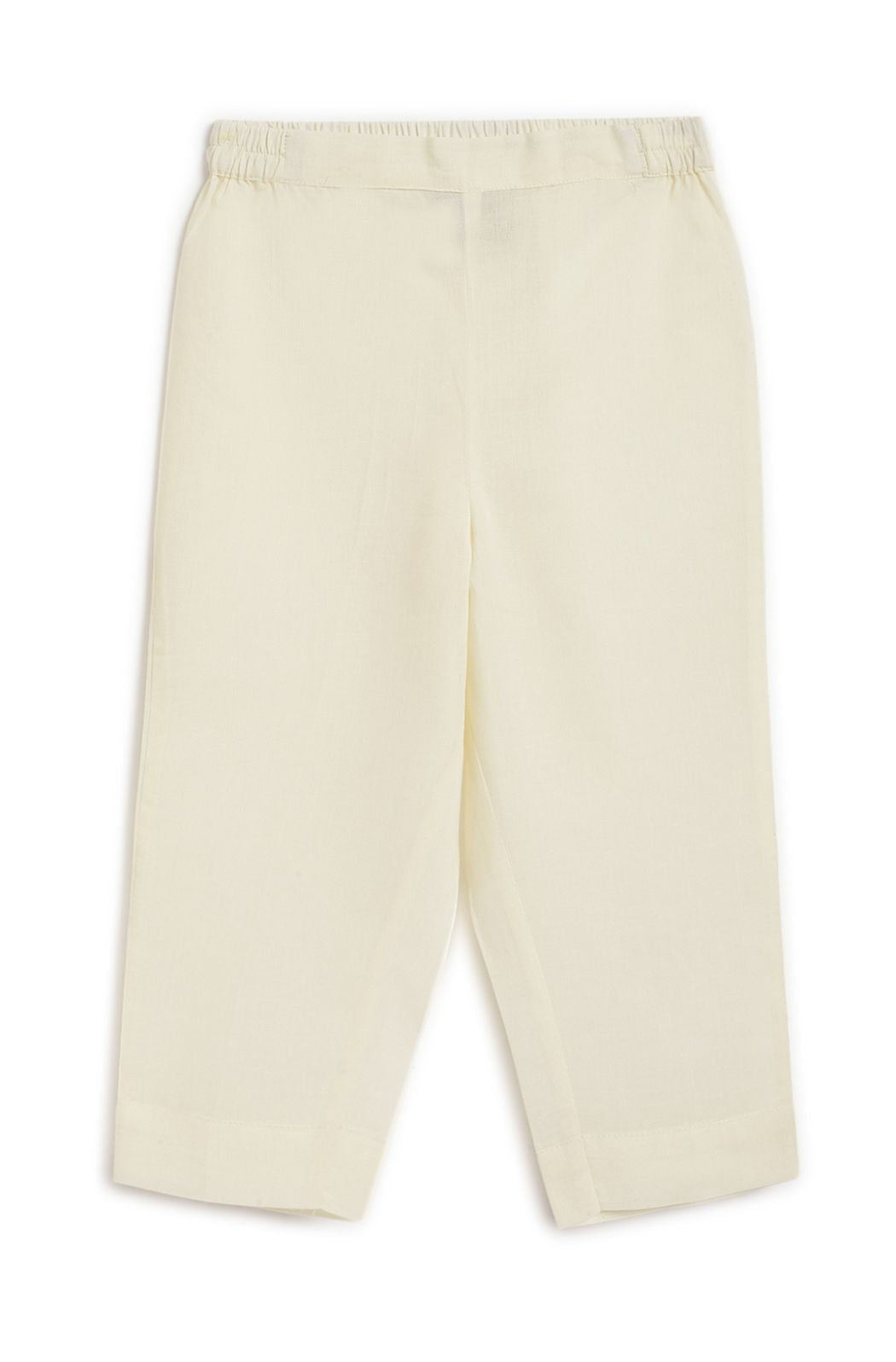 Solid Cotton Satin Pant - Cream - Eco-friendly - Sama Homes