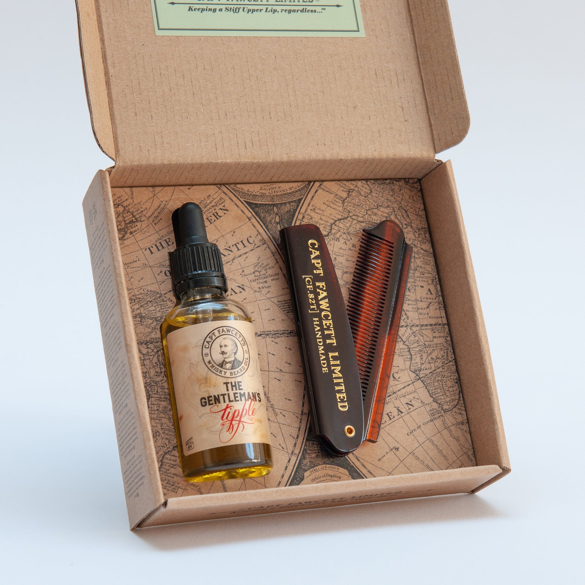 Captain Fawcett's Beard Oil & Beard Comb Gift Set(Whiskey) - Eco-friendly - Sama Homes
