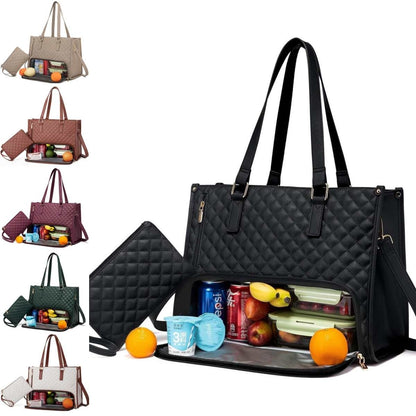 Fashionable Lunch Tote Bag Women's Thermal Insulation Lunch Box Leak-proof Crossbody Computer Storage Bag Quilted Large Capacity Handbag With Purse – Sama Homes
