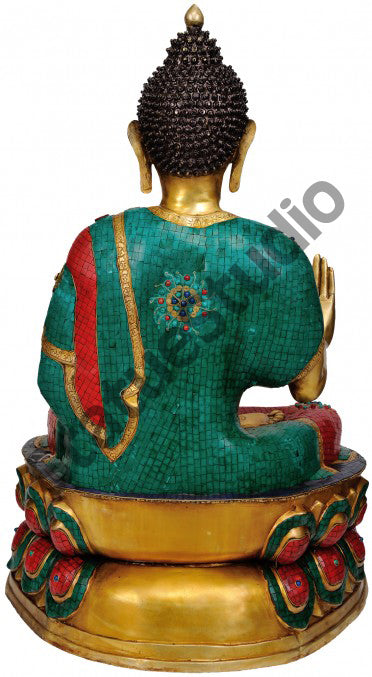 Exclusive Large Size Blessing Buddha Turquoise Coral Masterpiece 39" - Image 3
