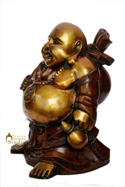 Brass Vintage Happy Smiling Laughing Buddha Good Luck Charm 20 Inch by vendor-unknown - Buddha (View 3)