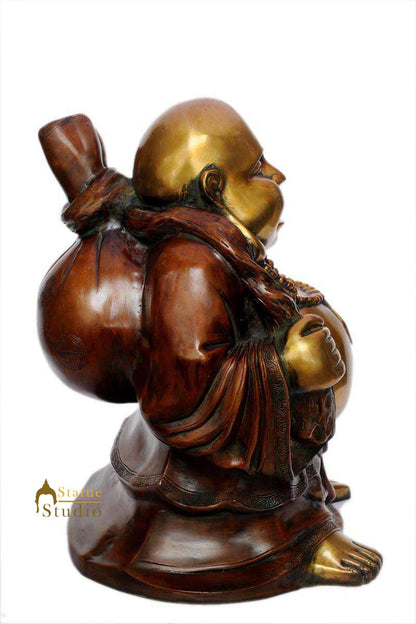 Brass Vintage Happy Smiling Laughing Buddha Good Luck Charm 20 Inch by vendor-unknown - Buddha (View 4)