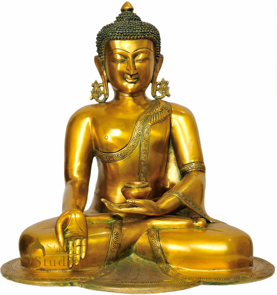 Antique Glossy Home Garden Décor Buddha Exclusive Masterpiece Statue 1.5 Feet - Image 2