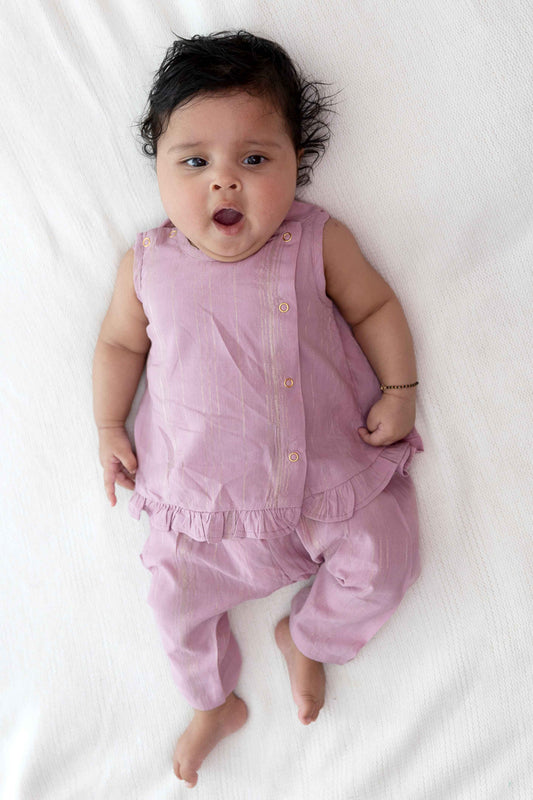 Jamun Chuski Jhabla Set - Purple