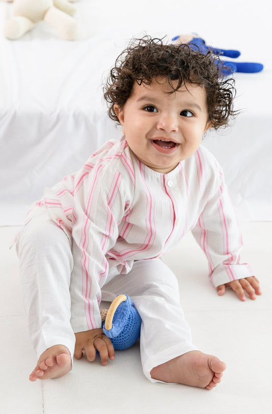 Pink Stripes Baby Kurta Set
