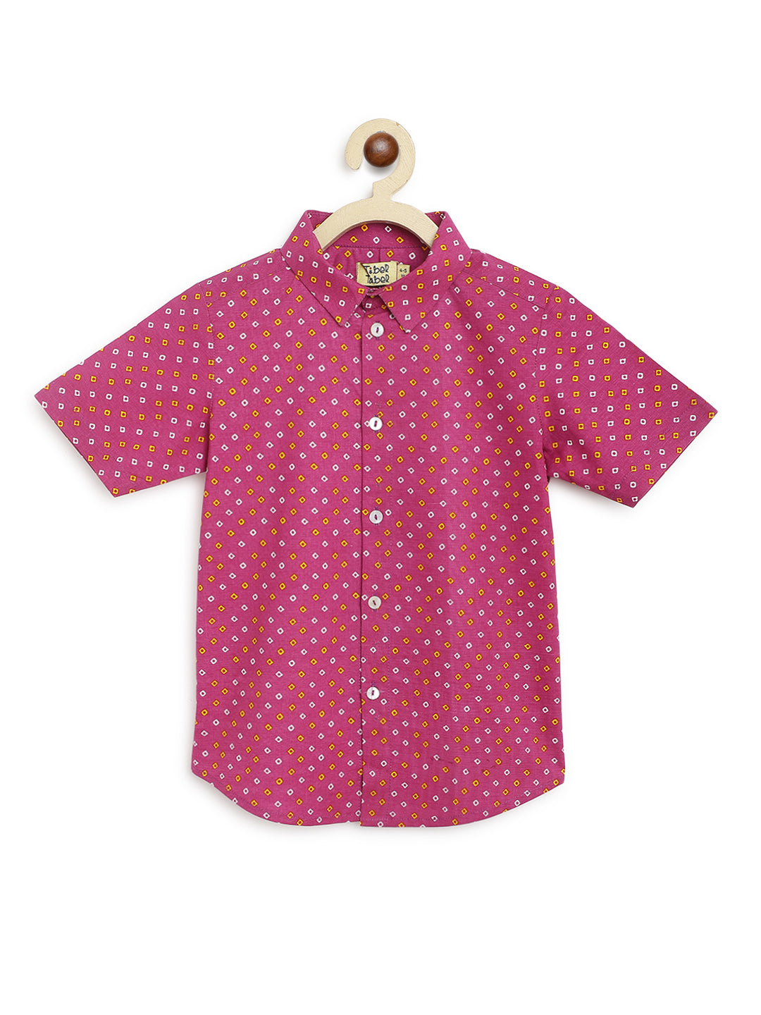Boys Printed Bandhani Shirt-Purple - Image 2