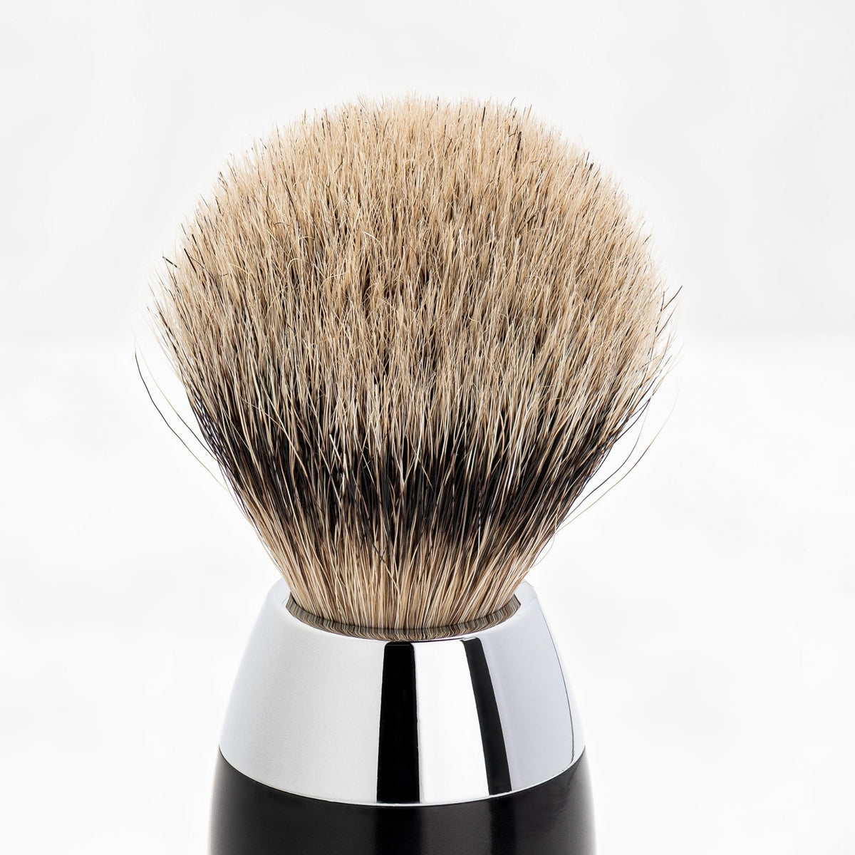 Merkur Shaving Brush, Badger Hair, Silver Tip, Bright Chrome / Black, MK-120011 by Merkur - Shaving Brushes (View 4)