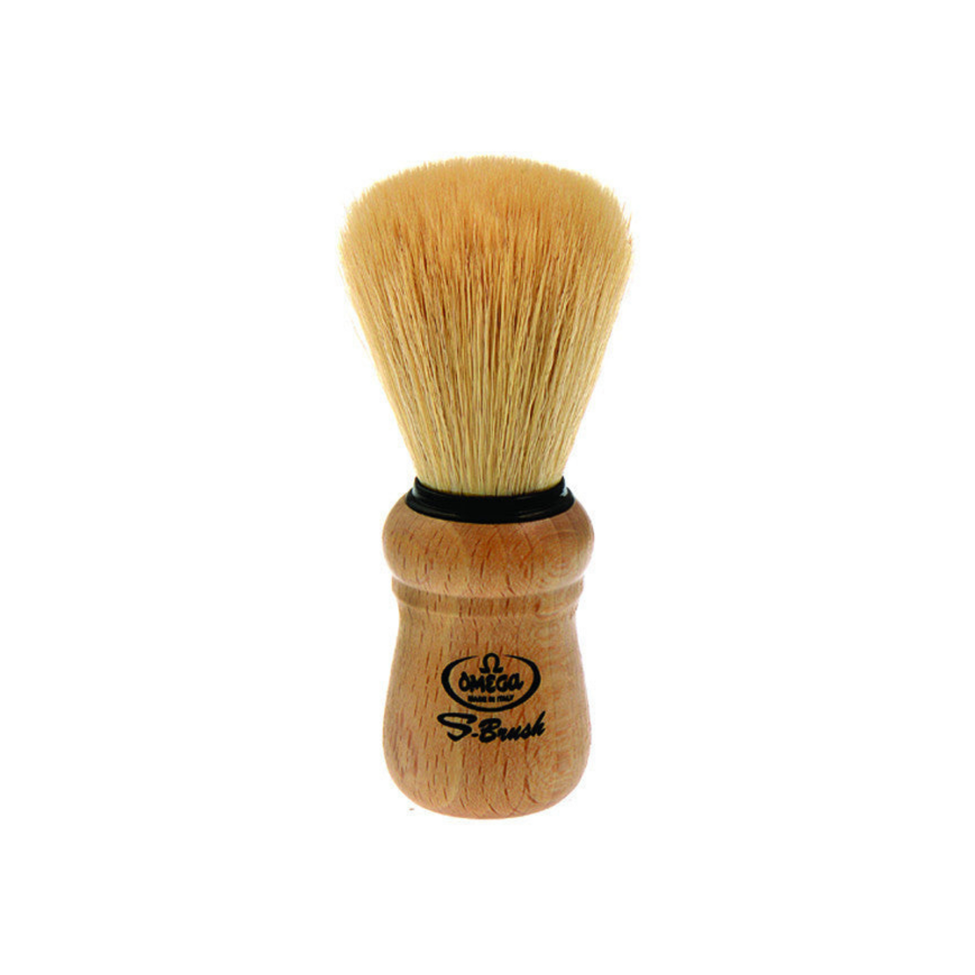 OMG-S10005 Omega Synthetic Fiber Shaving Brush, Beech Wood Handle - Eco-friendly - Sama Homes