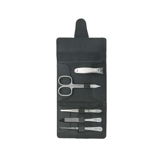 Niegeloh Capri Schwarz 5pc Manicure Set In High Quality Leather Case
