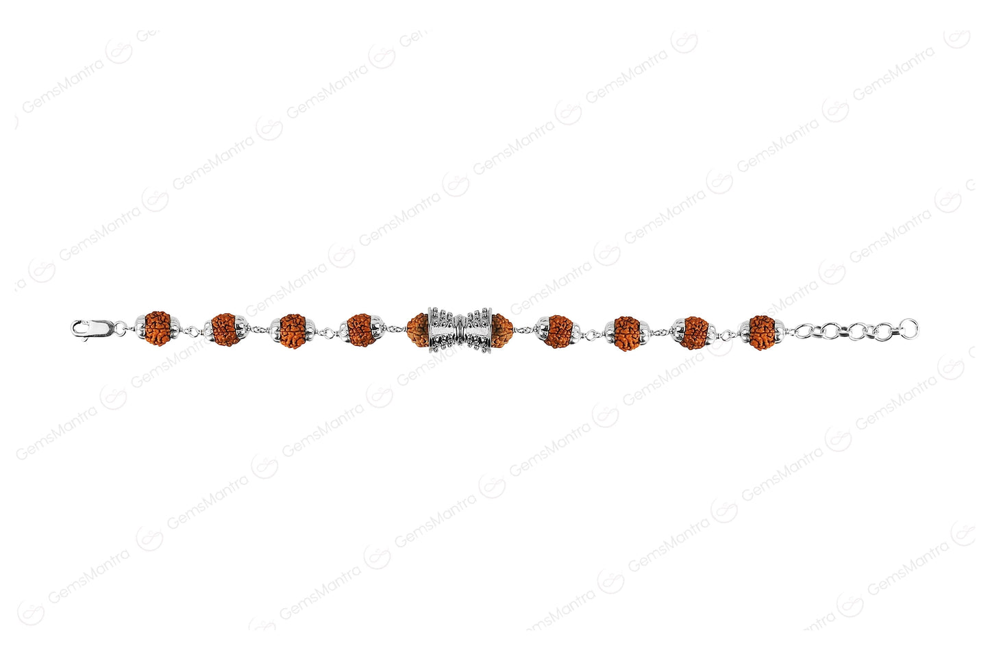 Original 5 Mukhi Rudraksha Silver Damru Bracelet for Kids with Certificate