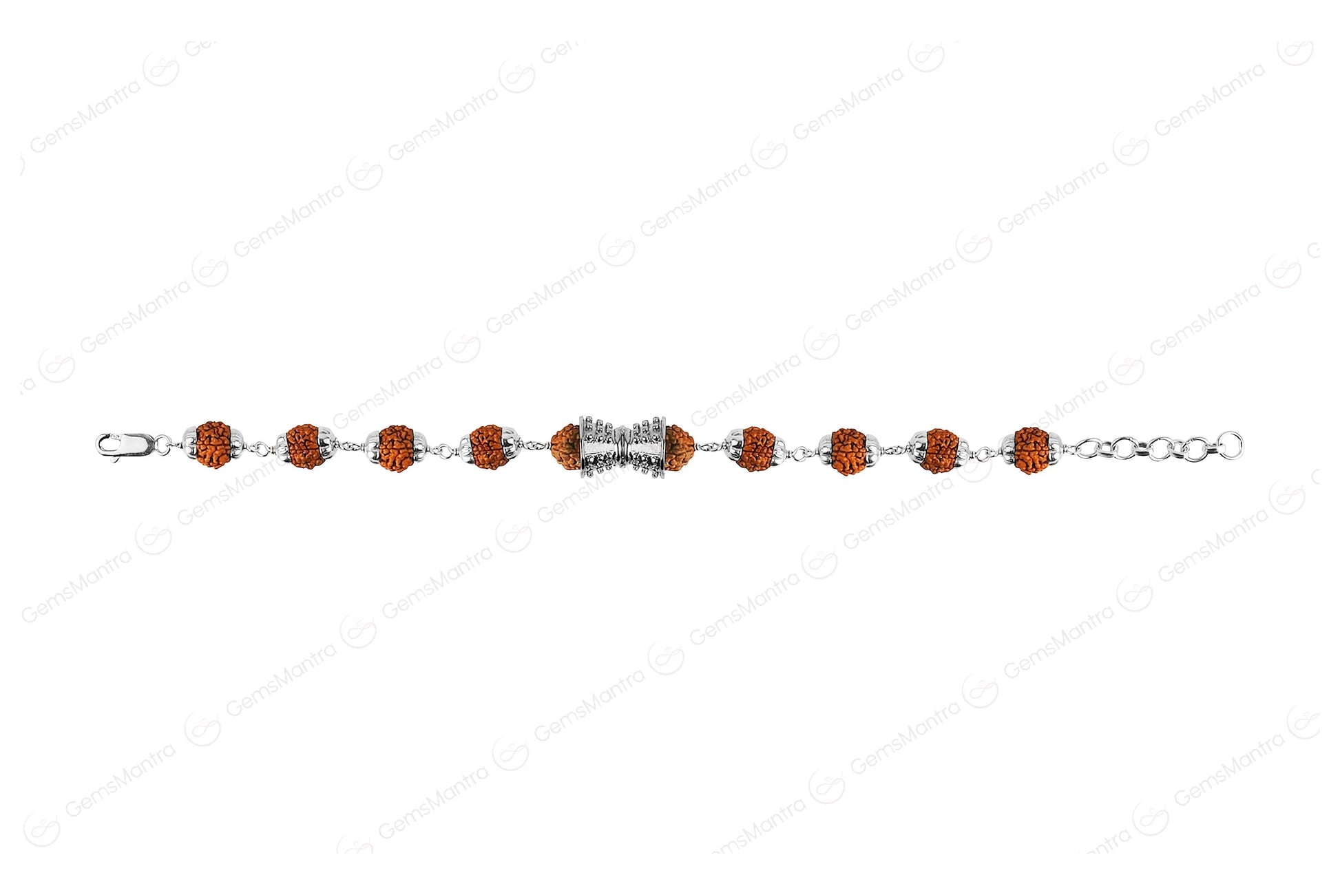 Original 5 Mukhi Rudraksha Silver Damru Bracelet for Kids with Certificate - Image 2