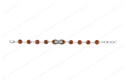 Original 5 Mukhi Rudraksha Silver Damru Bracelet for Kids with Certificate by SAMAHealing - Sustainable Living (View 2)