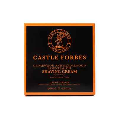 Luxury Shave Cream, Cedarwood & Sandalwood Essential Oil, 6.8 fl.oz / 200ml by Castle Forbes - Shave Cream