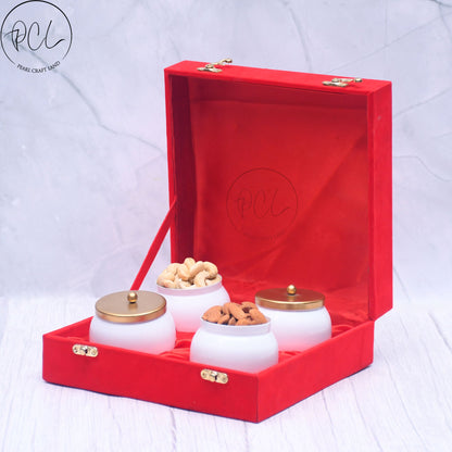 Exclusive Dryfruits Jar Containers for Home & Kitchen Storage Box Set of 4 with Royal Gifting Box by SAMA Homes - Dry Fruit Jar