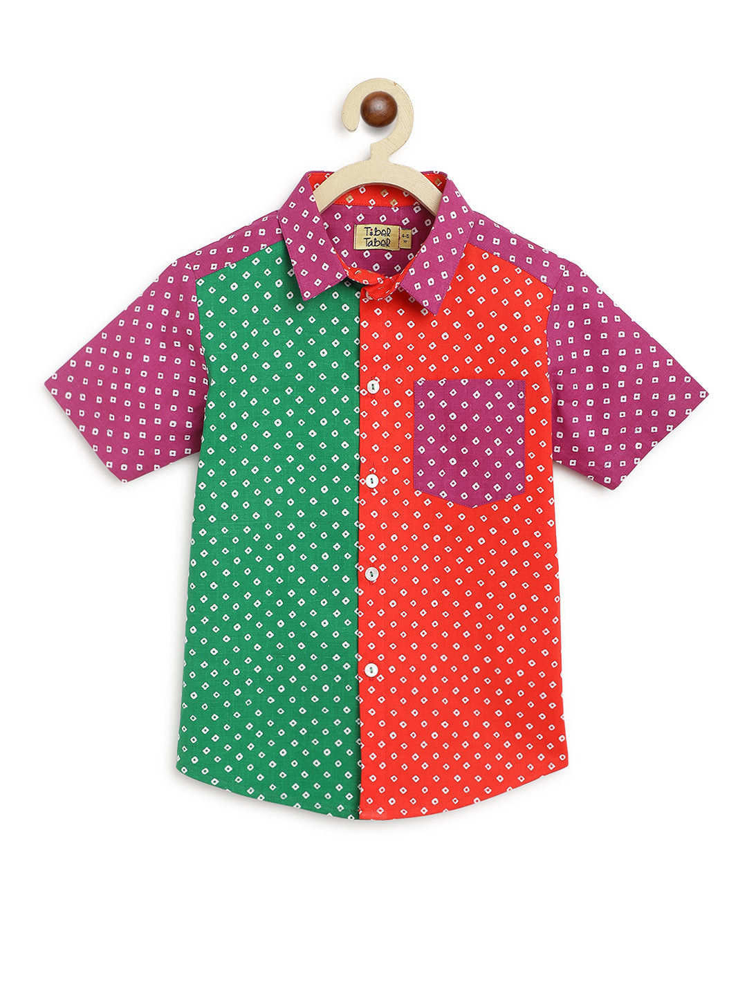 Boys Bandhani Panel Shirt-Multicolour - Image 2