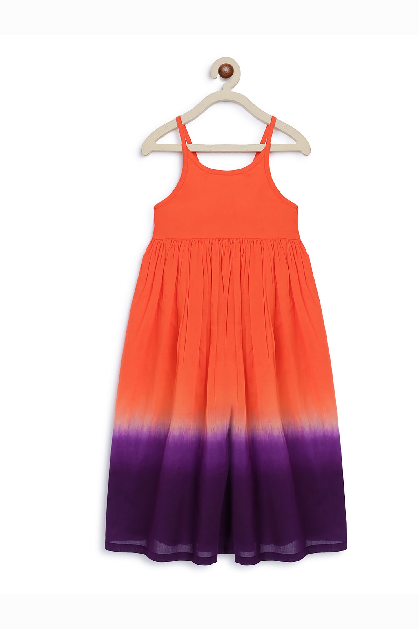 Girls Maxi Dress Orange Tie Dye Ombre