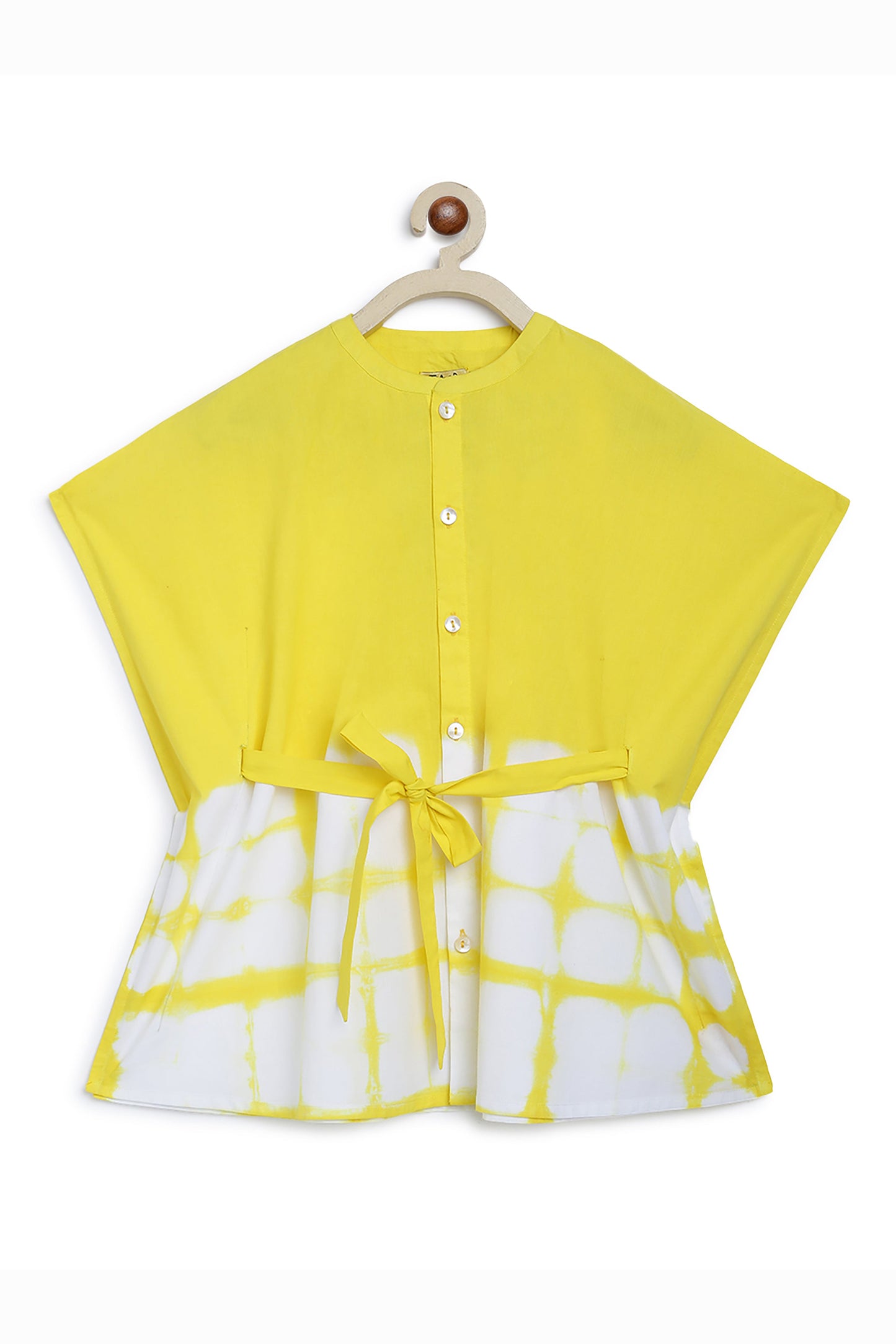 Girls Kaftan Dress Yellow Tie Dye Clamp