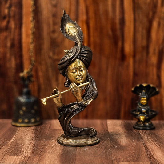 Sama Homes-beautiful krishna brass idol showpiece 20