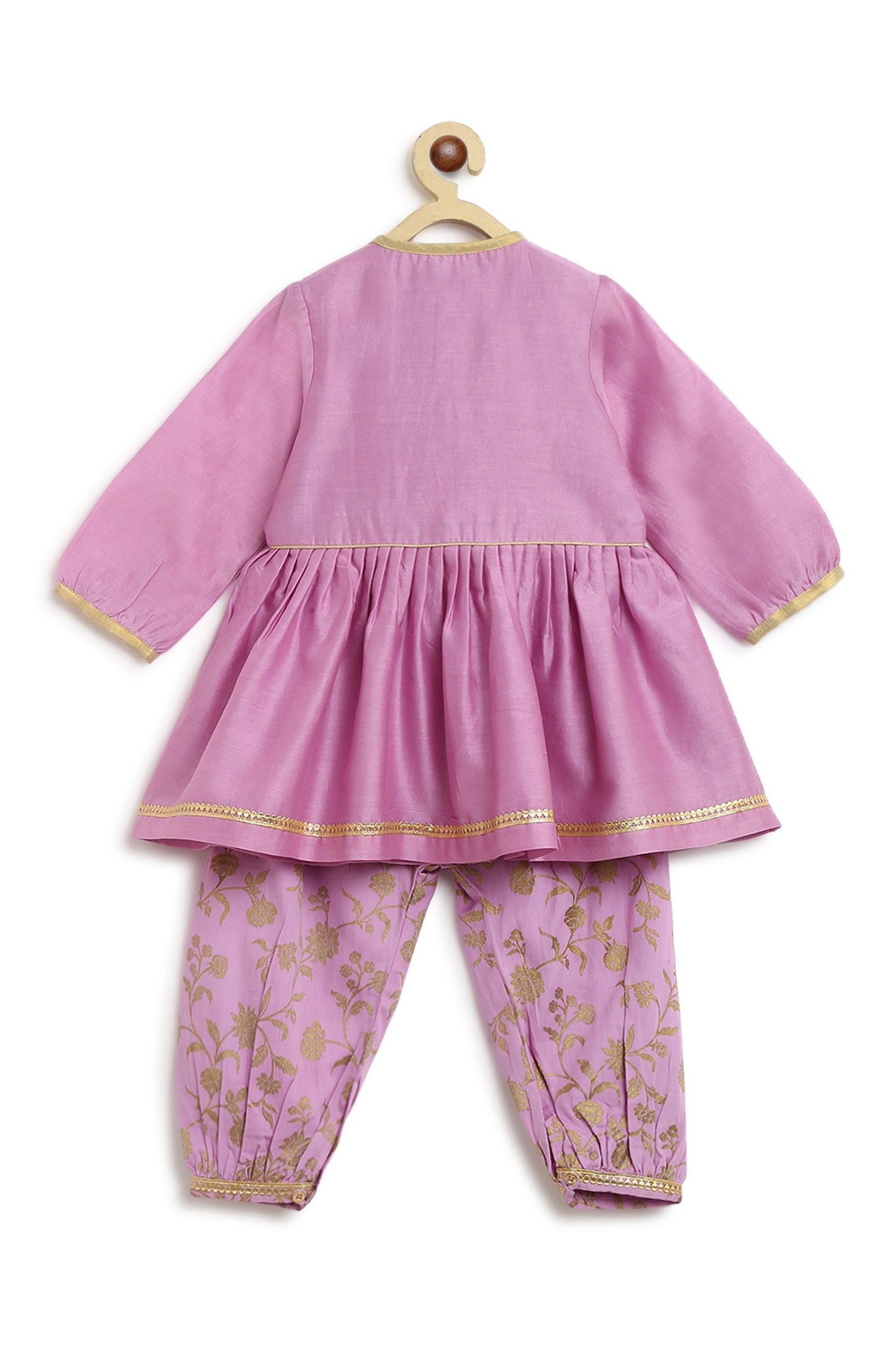 Sadabahar Silk Suit Set Embroidered- Purple