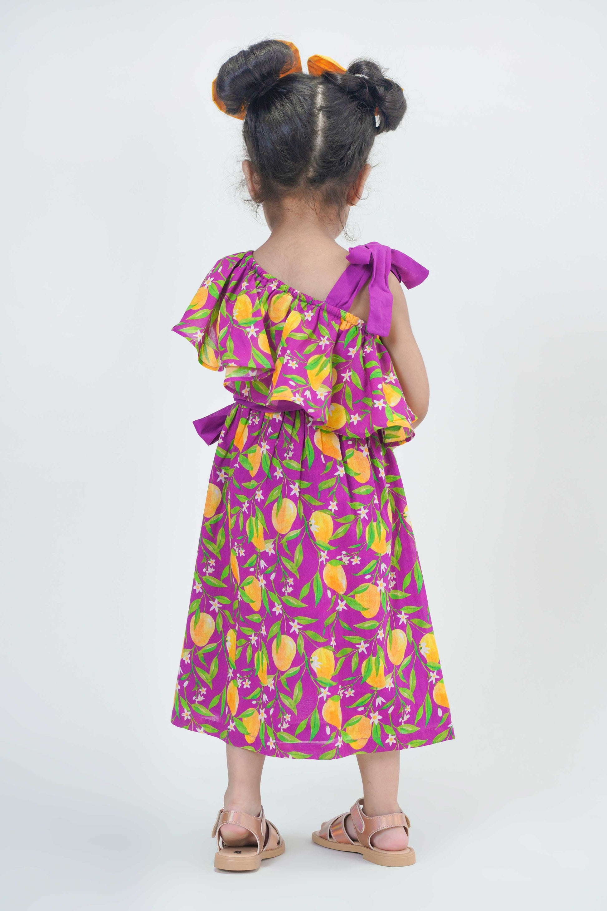 One Shoulder Mango Dress-Purple - Image 2