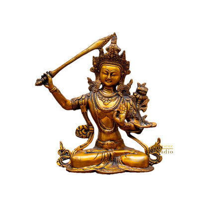 Brass Buddhism Goddess Manjushri Statue For Home Docor Showpiece 11" by vendor-unknown - Buddha (View 5)