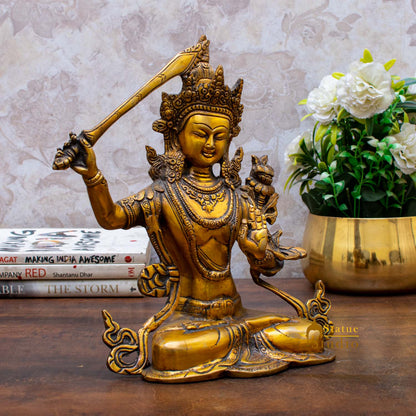 Brass Buddhism Goddess Manjushri Statue For Home Docor Showpiece 11" by vendor-unknown - Buddha (View 2)