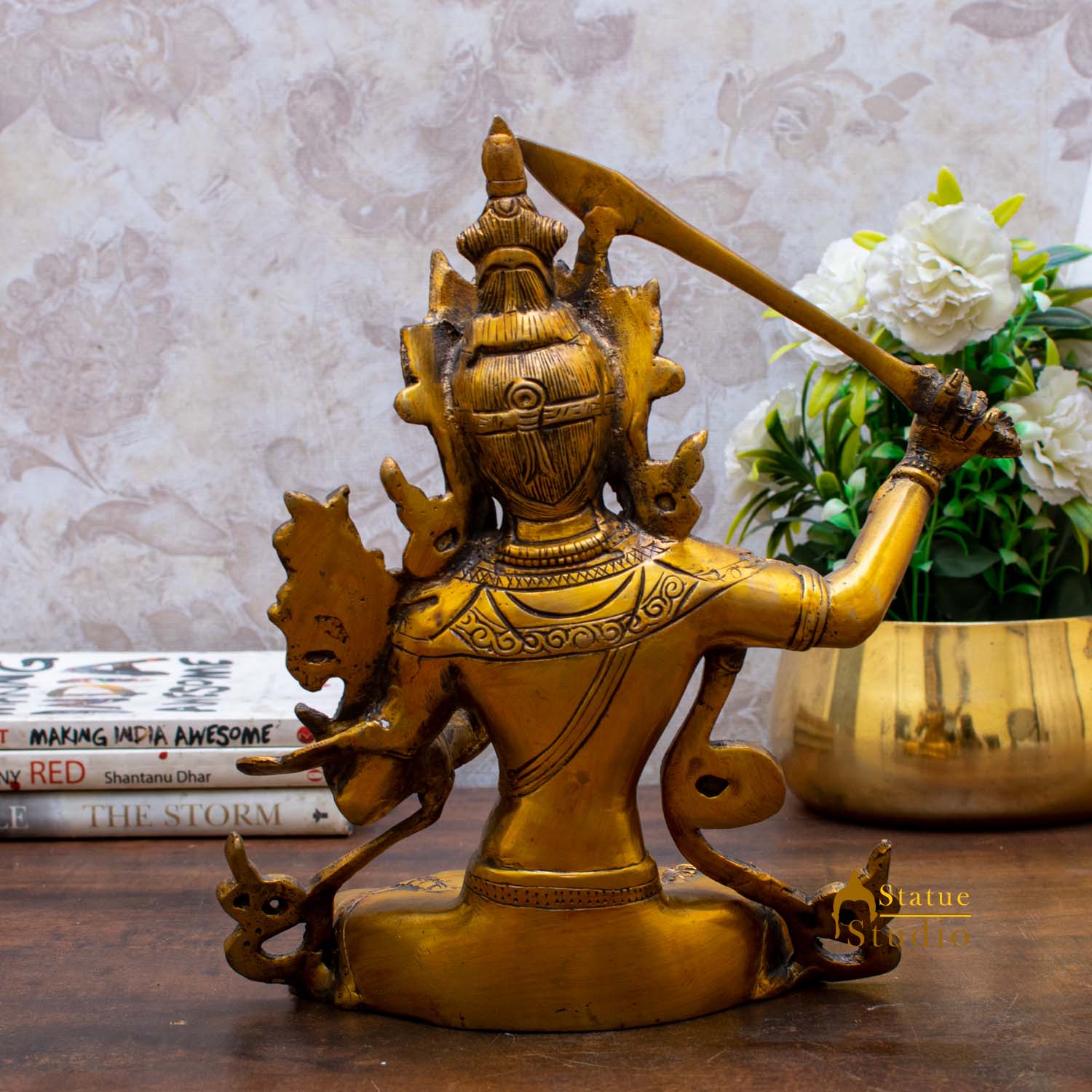 Brass Buddhism Goddess Manjushri Statue For Home Docor Showpiece 11" - Image 4