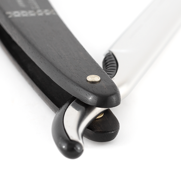 Dovo Shavette, Stainless Steel with Ebony Wood Handle & Lazer Silver Inlay - Image 4