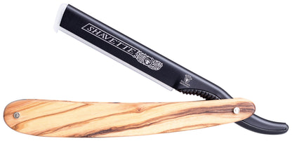 DOVO Shavette Straight Razor – Black Aluminum & Genuine Olive Wood Handle by Dovo - Straight Razor