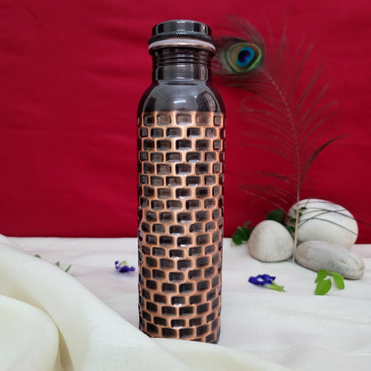 Pure Copper Water Bottle Antique Brick Design Capacity 1000ML by SAMA Homes - Copper Antique Bottle (View 2)