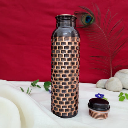 Pure Copper Water Bottle Antique Brick Design Capacity 1000ML by SAMA Homes - Copper Antique Bottle (View 6)