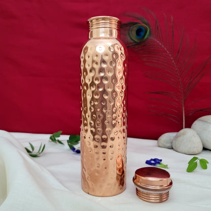Pure Copper Hammered Water Bottle | 100% Certified Copper | Leak-Proof | Handcrafted Ayurvedic Design by SAMA Homes - Copper Bottle (View 4)