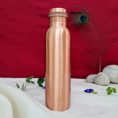 1000ML Matte Pure Copper Water Bottle | Unlined Ayurvedic Tamra Jal by SAMA Homes - Copper Bottle