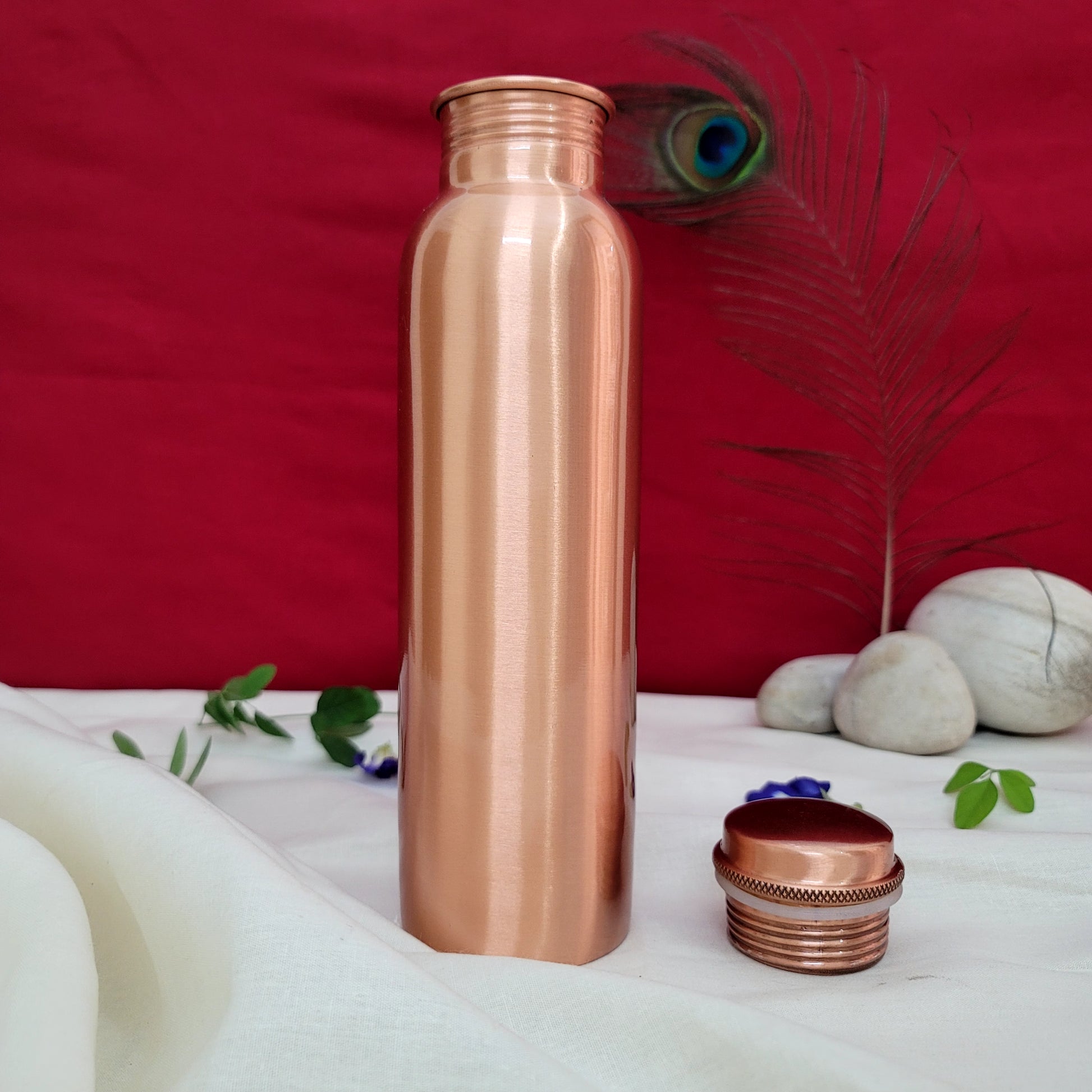 1000ML Matte Pure Copper Water Bottle | Unlined Ayurvedic Tamra Jal - Image 2