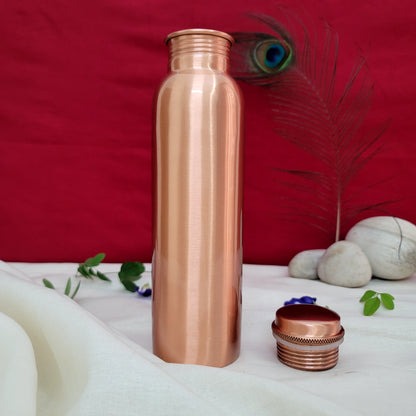 1000ML Matte Pure Copper Water Bottle | Unlined Ayurvedic Tamra Jal by SAMA Homes - Copper Bottle (View 2)