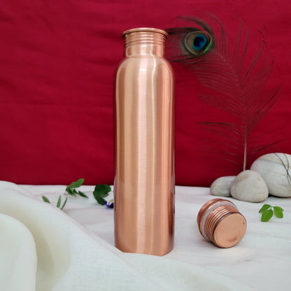 1000ML Matte Pure Copper Water Bottle | Unlined Ayurvedic Tamra Jal by SAMA Homes - Copper Bottle (View 3)