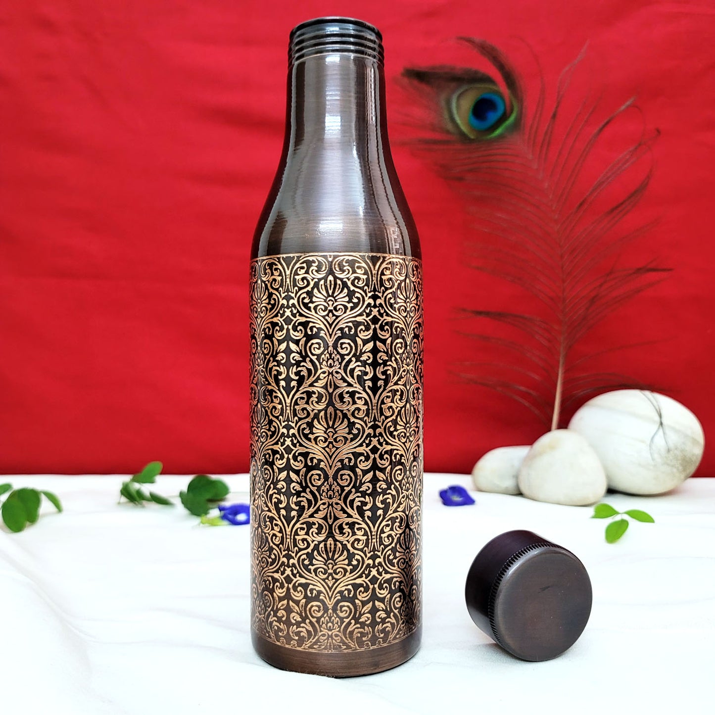 Pure Copper Water Bottle Black Antique Design With Beautiful Looks Capacity 1000ML