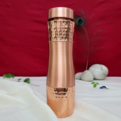 Pure Copper Curve Half Hammered Water Bottle by SAMA Homes - Copper Bottle (View 3)
