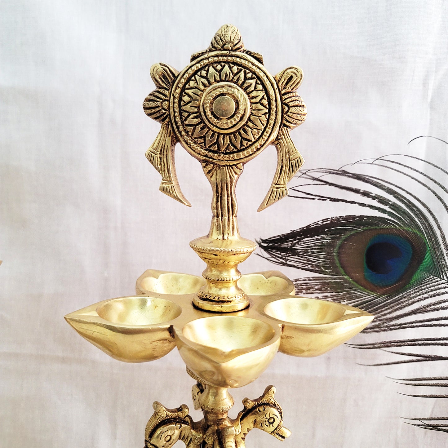 Chakra Brass Stand  Diya Oil Lamp 